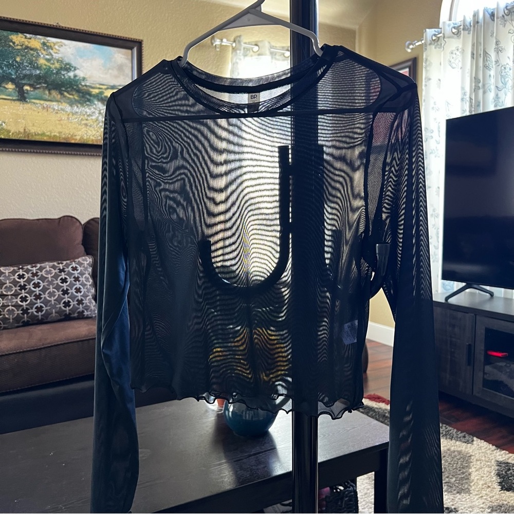 Sheer, black, long sleeve